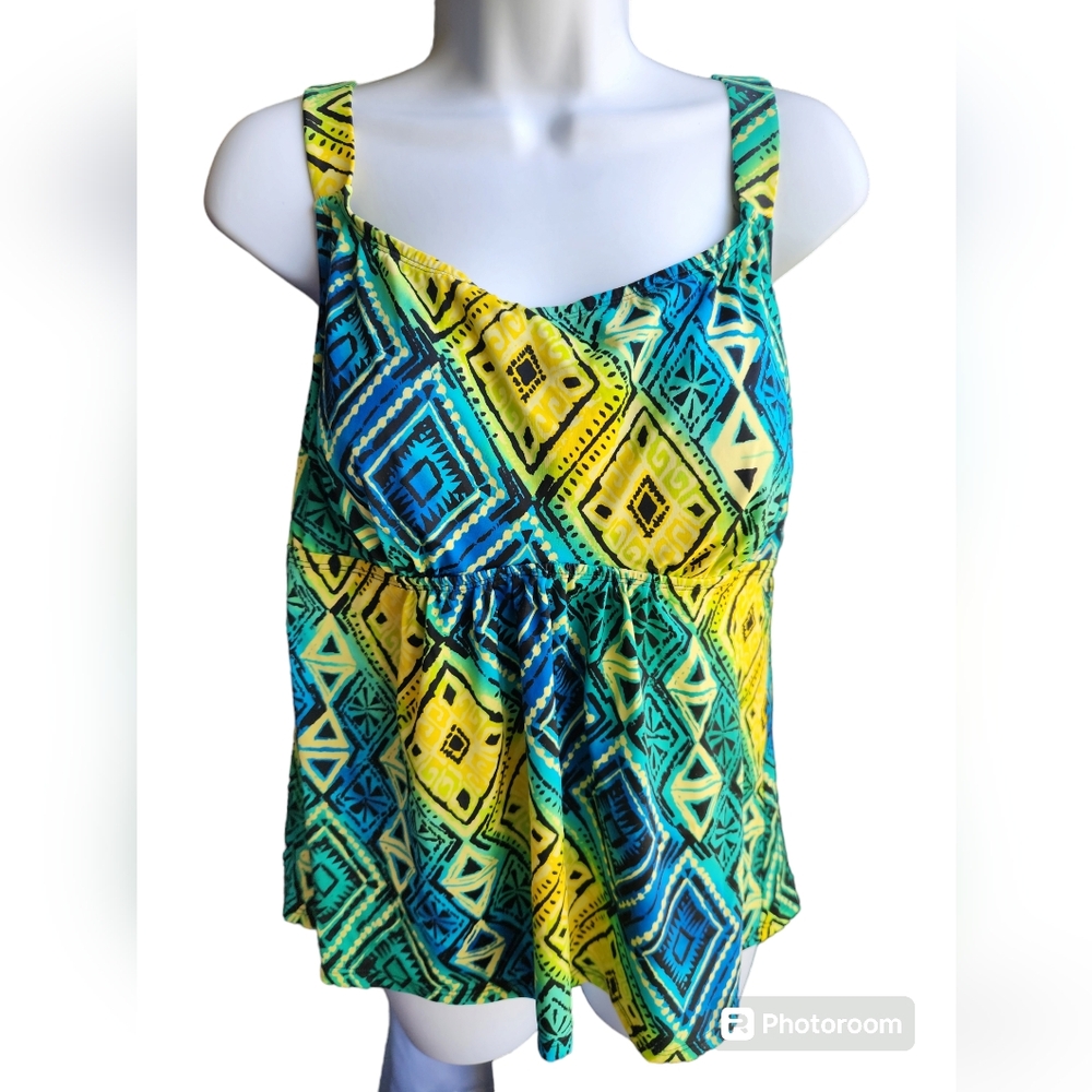 NWT Swimsuits For All Beach Belle Ombre Tribal Swim Top Size 16